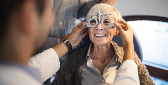 Senior woman having her eyesight checked